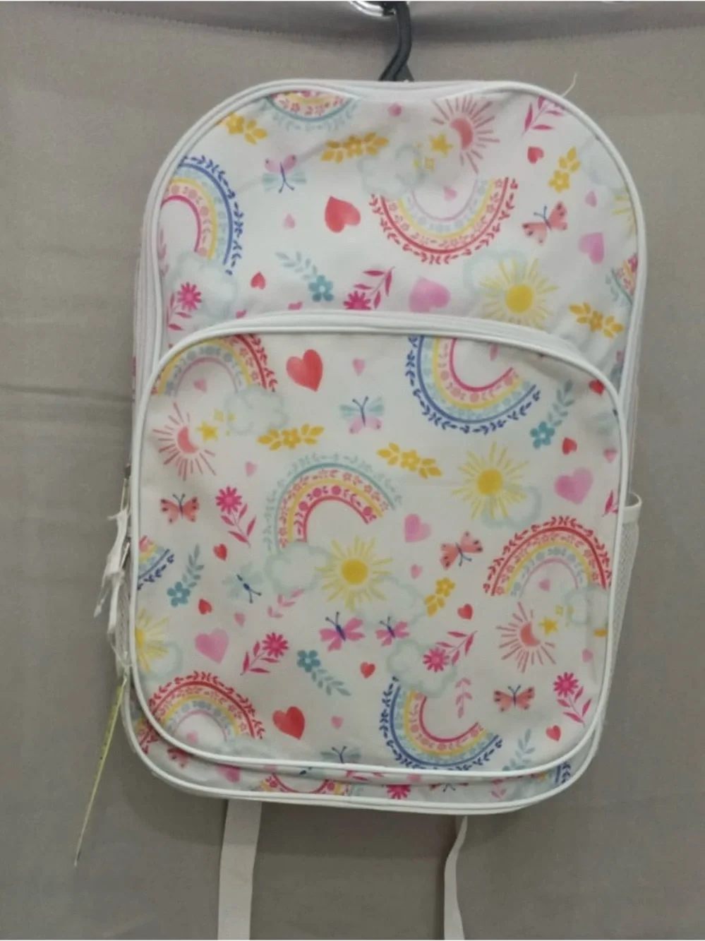 Kids White Rainbow & Sun Backpack by